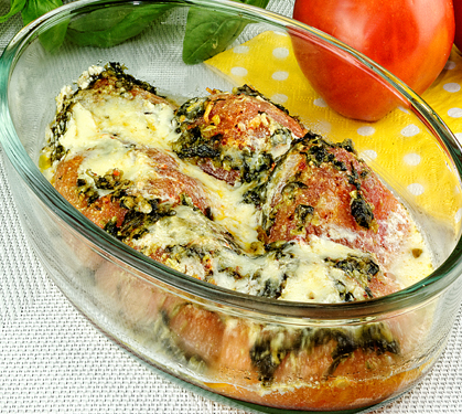 Recette de Gratin de tomates au pesto