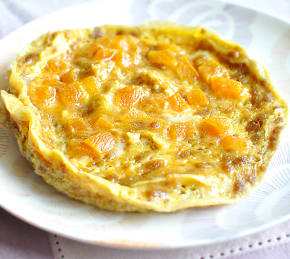Recette de Omelette aux abricots secs et pain d'épices