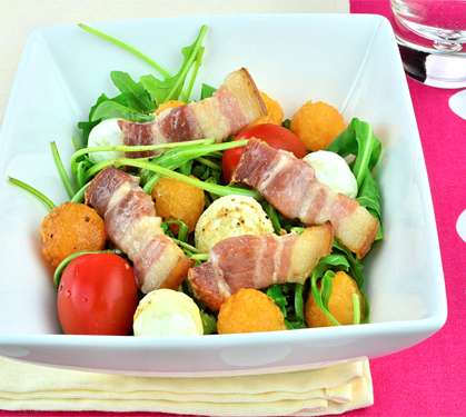 Recette de Salade de roquettes, chèvre et melon