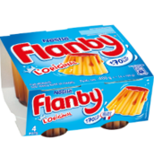 Flanby vanille coulis caramel
