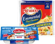 Mozzarella Pizza Galbani 400g & Emmental râpé Président 500g