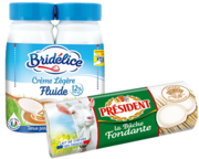 Chèvre Président 250g & Bi Bouteille fluide UHT 12% Bridélice
