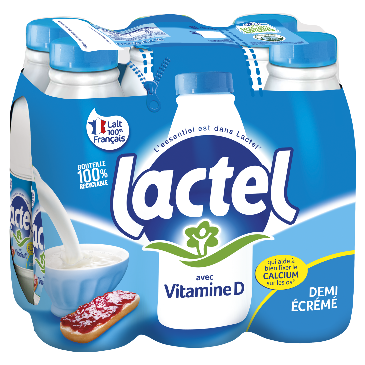 Lactel Vitamine D demi-écrémé 6x1L