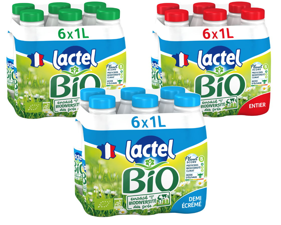 Lactel Bio 6x1L écrémé, demi-écrémé ou entier
