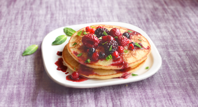 Pancakes à la compotée de fruits rouges