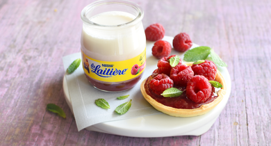 L’Onctueux sur lit de Fraise  et ses petites tartes sablées