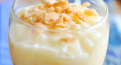 Verrine rapide au riz au lait et pommes caramélisées