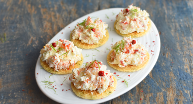 Mini-Croustillants à la mousse de Rondelé aux Ecrevisses