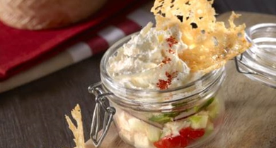 Verrine d'Ossau-Iraty Istara aux pommes et au poulet