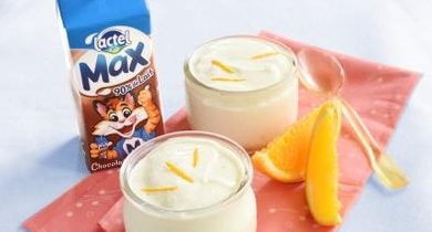 Petites mousses à l’orange, Lactel Max au chocolat