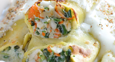 Cannelloni au crabe et épinards