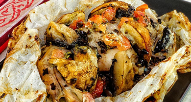 Papillote de lapin aux herbes