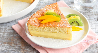 Gâteau magique vanille et fruits exotiques