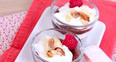 Verrines à la compotée de rhubarbe-framboise