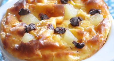 Clafoutis aux poires et pépites de chocolat