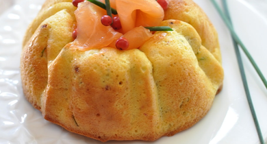Flans Société Crème, saumon fumé et ciboulette