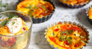 Mini quiches au saumon et verrines "tacos"