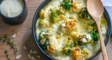 Gratin de choux, amandes et comté Président 