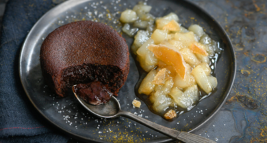 Moelleux Chocolat & Compotée de Poires au Gingembre