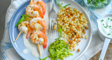 Brochettes de Crevettes à la Crème d'estragon