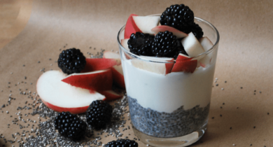 Parfait aux mûres et aux pêches