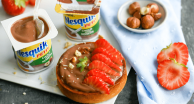 Tartelette choco-noisettes aux fraises