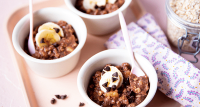 Porridge banane et chocolat