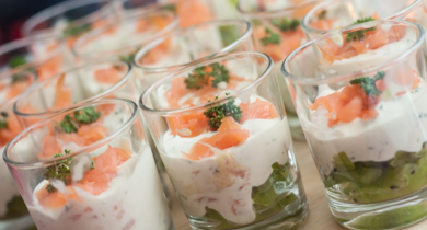 recette de verrines d'avocat et de saumon fumé Président 