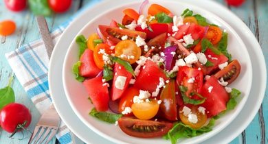 Salade tomate, pastèque et feta Salakis