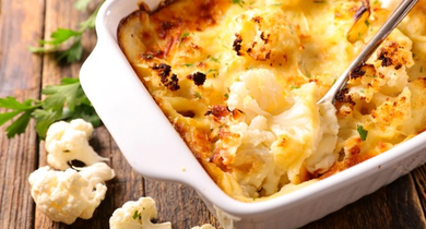 Gratin chou-fleur, pommes de terre et béchamel Lactel 