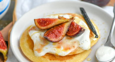 Pancakes aux figues rôties, Yaos onctueux à la vanille
