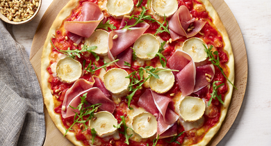Pizza chèvre et jambon cru