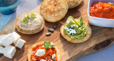 Blinis et mezzé avec Salakis