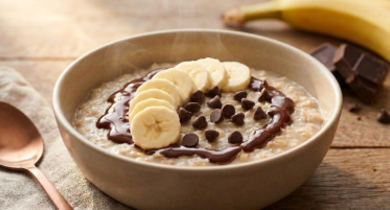 Porridge banane et chocolat