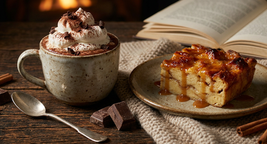 Chocolat chaud viennois et son pudding
