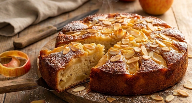 Gâteau aux pommes et aux amandes grillées Primevère