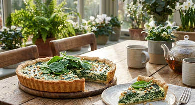 Tarte épinards-yaourt du jardin avec La Laitière