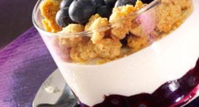 Bodega de Panna Cotta aux myrtilles et crumble au thym