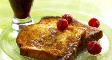 Brioche perdue, coulis de fruits rouges