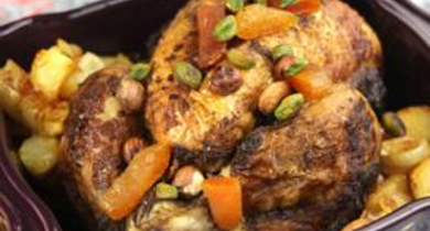 Chapon à l’ananas et aux fruits secs