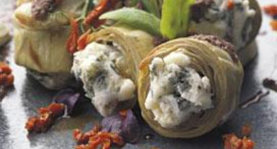 Cœurs d'Artichauts à l'huile d'olive, Roquefort et pousses germées