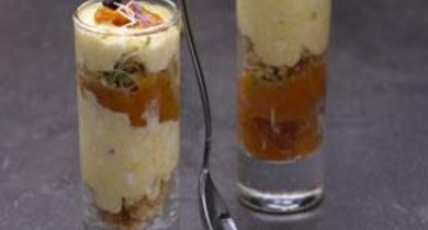 Crème de chèvre et sa compotée d'abricots