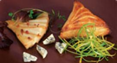 Croustade de poireaux, poire à la Fourme