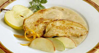 Escalopines de volaille en poêlée paysanne