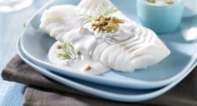 Filet de cabillaud, crème mousseuse Rondelé aux noix