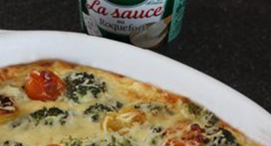 Flan de brocolis à la sauce au roquefort Société