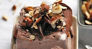 Glace au mascarpone, cacao noisettes