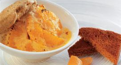 Gratin d'oranges, glace au pain d'épices