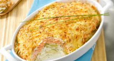 Gratiné de pomme de terre au saumon fumé