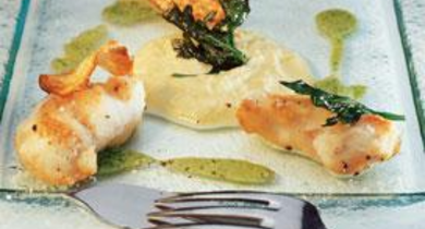 Joues de lotte au jus de persil et deux céleris